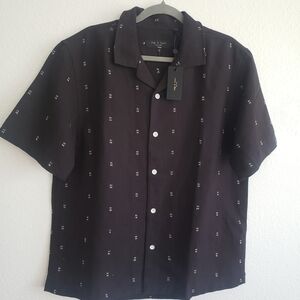 rag & bone Black Patterned Men's Button Down Shirt